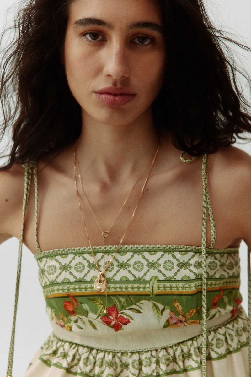 Dress with Tie Shoulder Straps