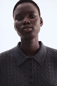 Cable-Knit Polo Shirt