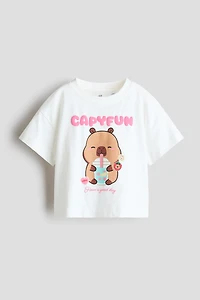 Cotton T-Shirt with Printed Motif