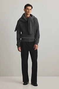 Chandail classique en tricot de laine côtelé