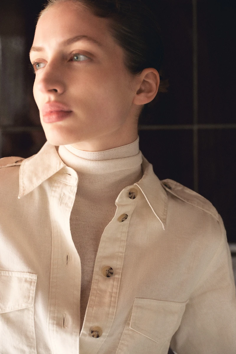 Linen-Blend Cargo Shirt