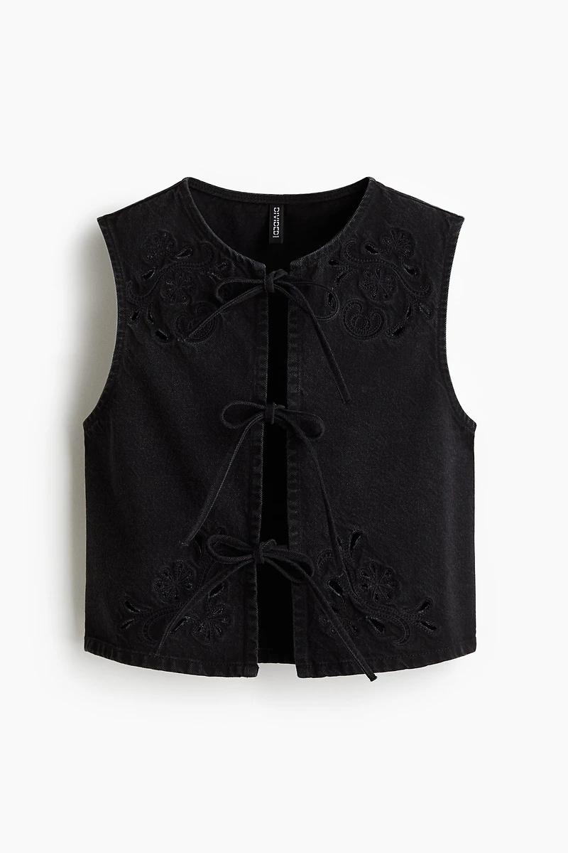 Tie-Front Denim Vest