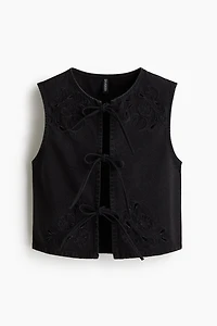 Tie-Front Denim Vest