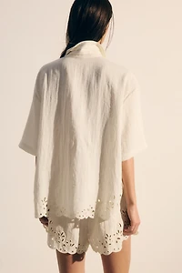 Beach Shirt with Eyelet Embroidery