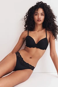 3-Pack Microfiber and Lace Thong Briefs