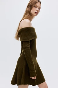 Rib-Knit Off-the-Shoulder Dress