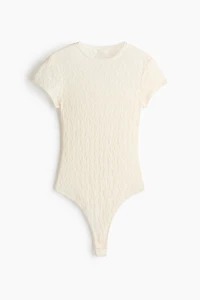 Lace-Look Jersey Thong Bodysuit