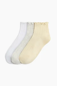 3-pack rib-knit ankle socks