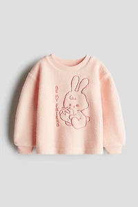 Embroidered Teddy Fleece Sweatshirt