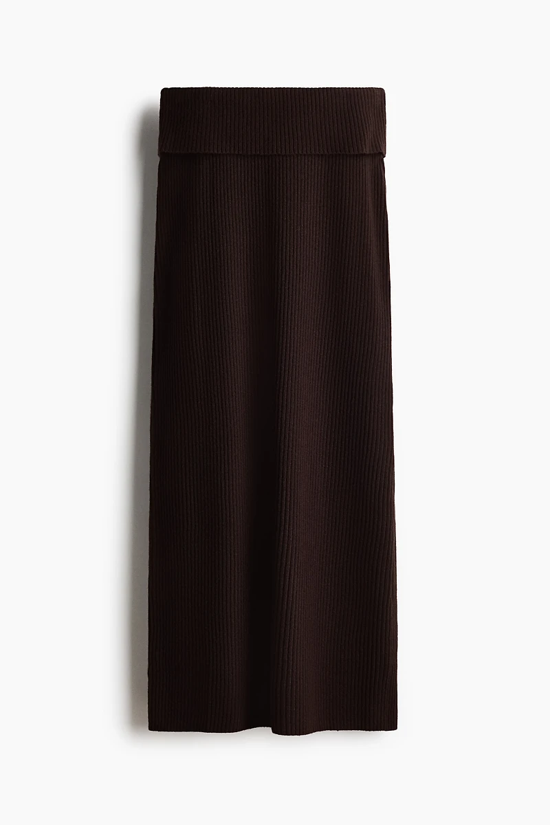 Jupe midi en tricot côtelé