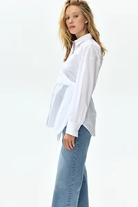 MAMA Tie-Detail Cotton Shirt