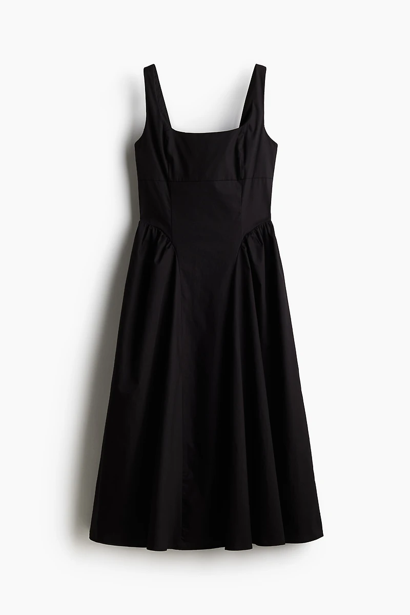Tie-Back Poplin Dress