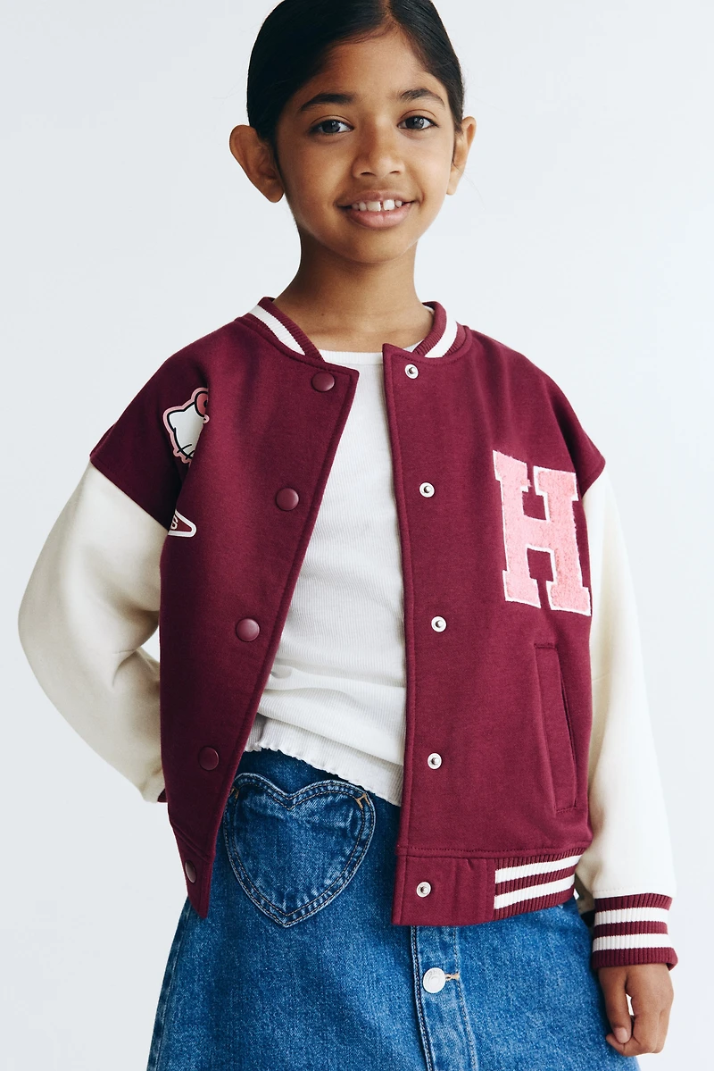 Oversized Motif-Detail Baseball Jacket