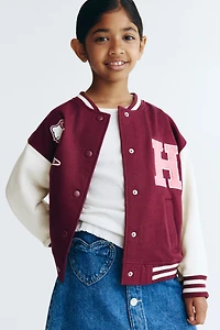 Oversized Motif-Detail Baseball Jacket
