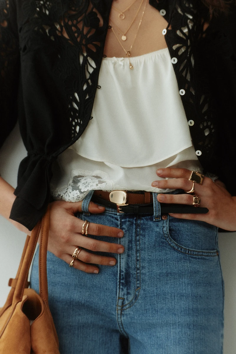 Jean ample à la cheville taille haute