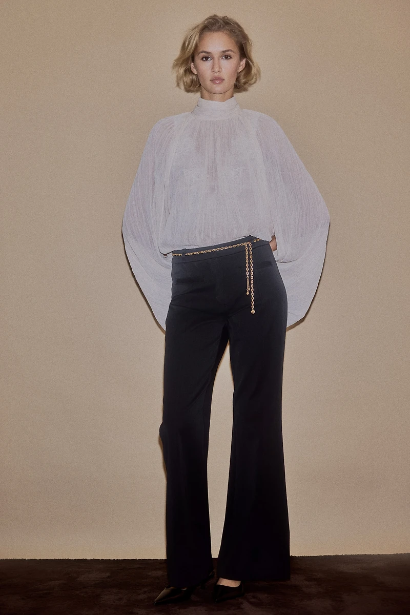 Flared Pants with Chain Belt