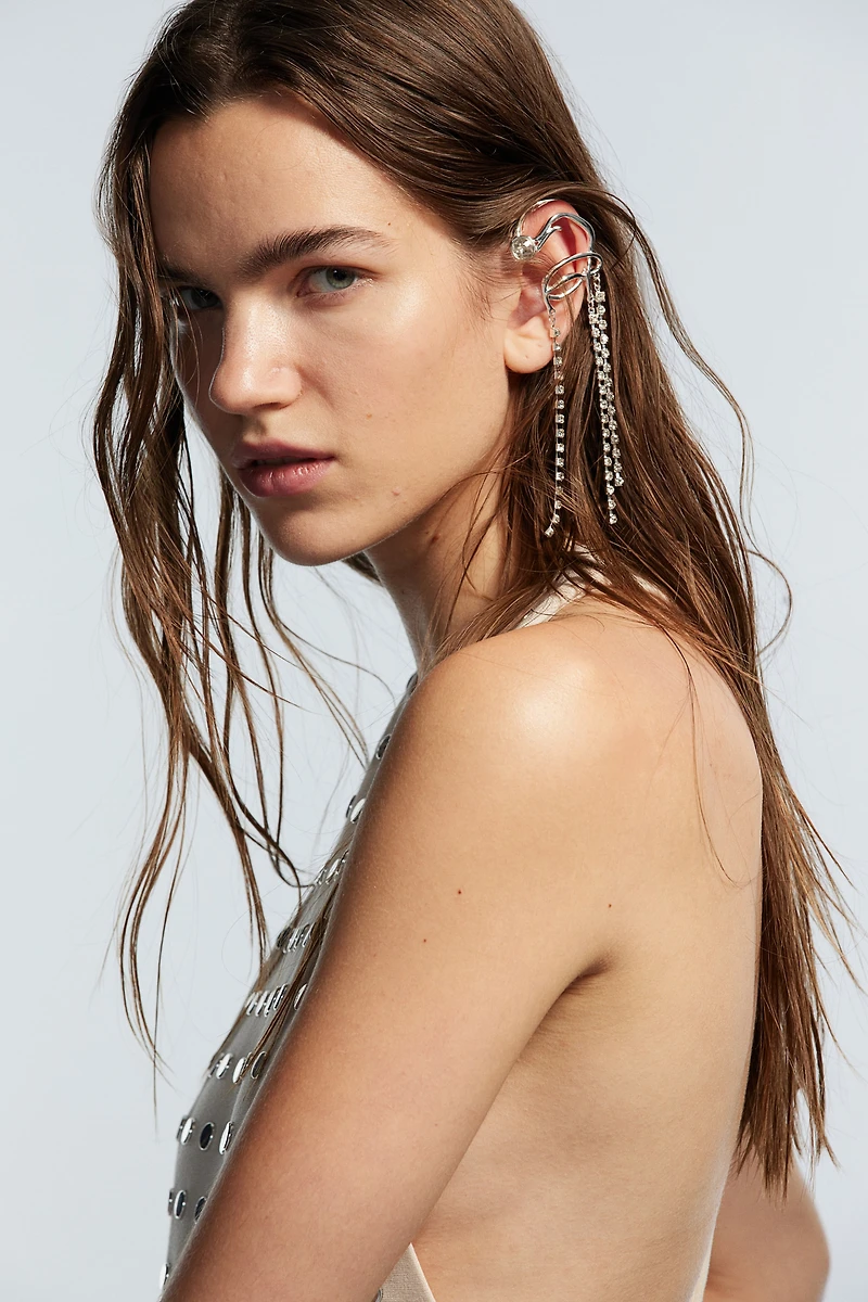 Bague d'oreille avec pendentifs à strass