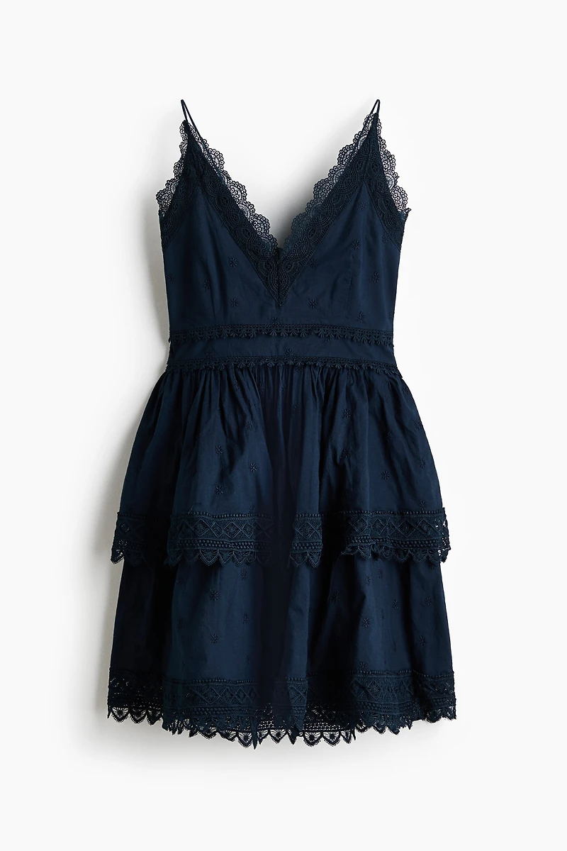 Lace-Trimmed Cotton Dress