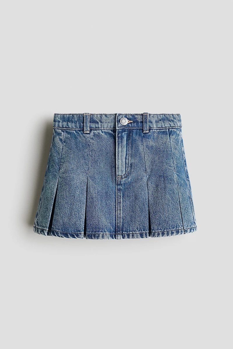 Pleated Denim Skirt