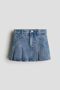 Pleated Denim Skirt