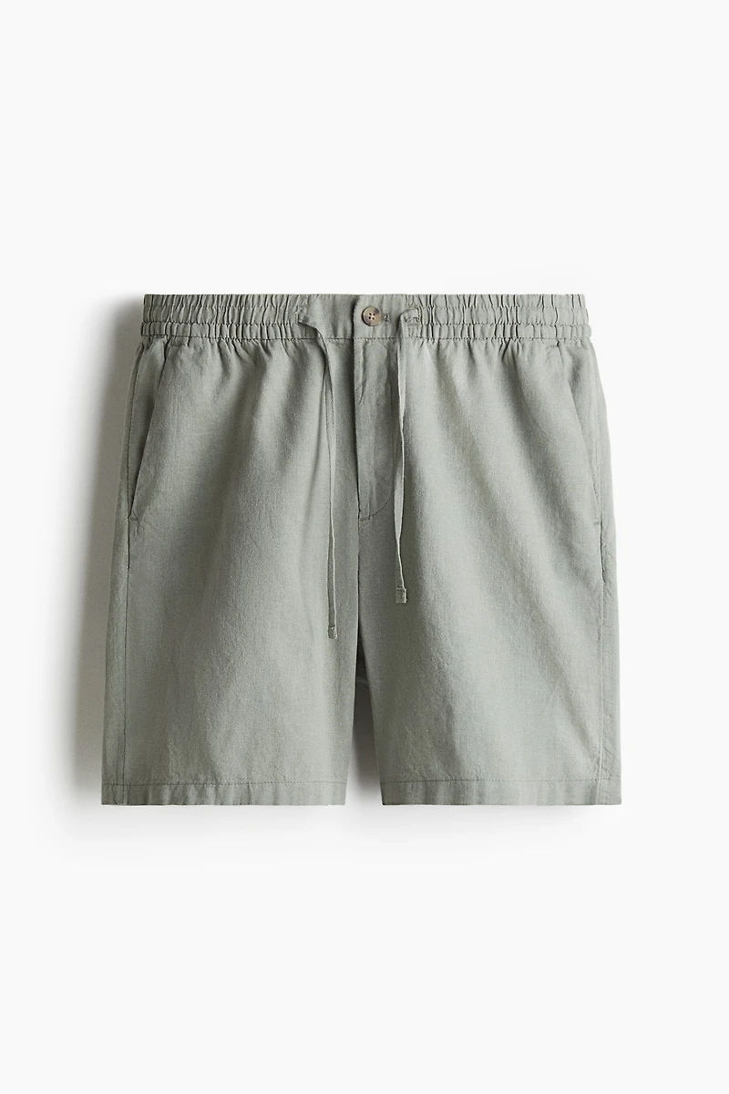 Regular Fit Linen-Blend Shorts