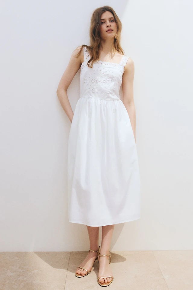 H&M Cotton Dress with Eyelet Embroidery | Pacific City