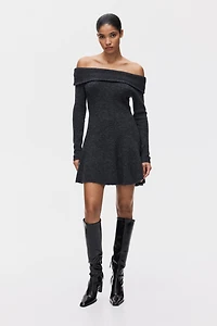 Rib-Knit Off-the-Shoulder Dress