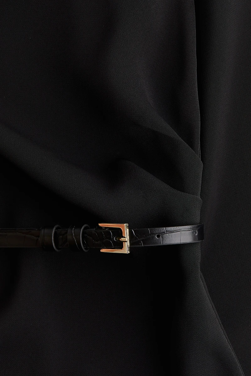 Belted One-Shoulder Dress
