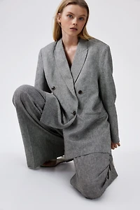 Wide-Leg Linen-Blend Pants