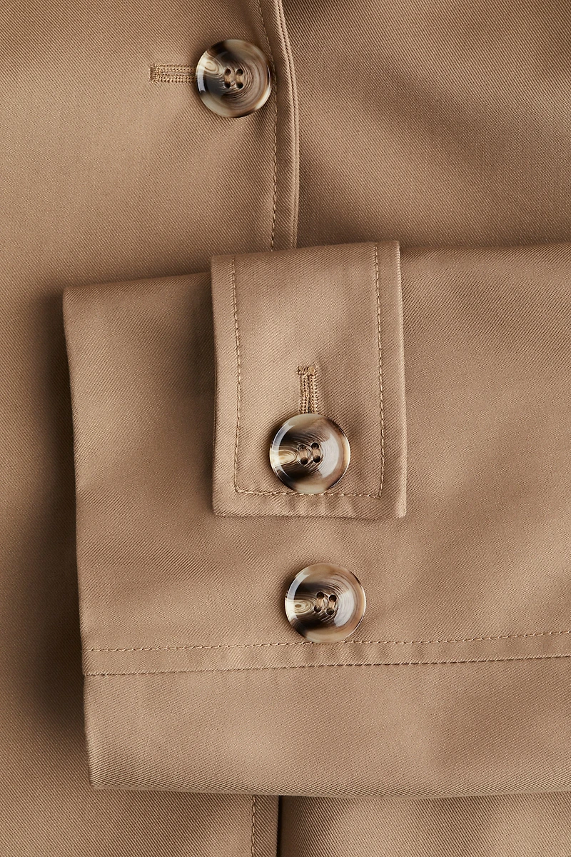 Twill Coat with Fluffy Collar