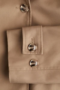 Twill Coat with Fluffy Collar