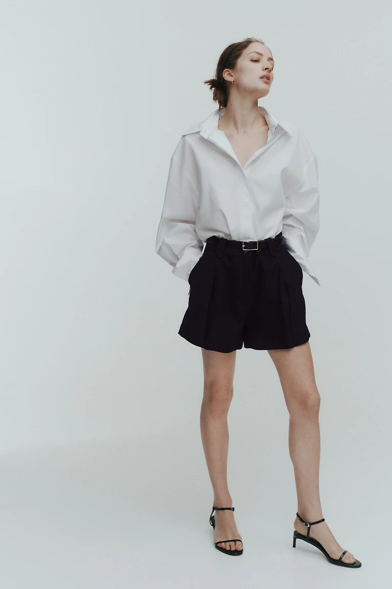 Pleat-Front Shorts