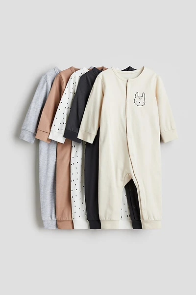 5-pack Long-sleeved Pajama Jumpsuits