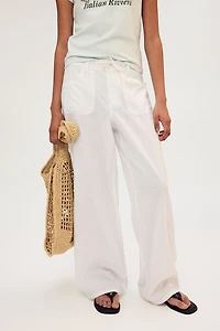 Wide-Leg Cotton Pants