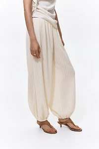 Crinkled Balloon-Leg Pants