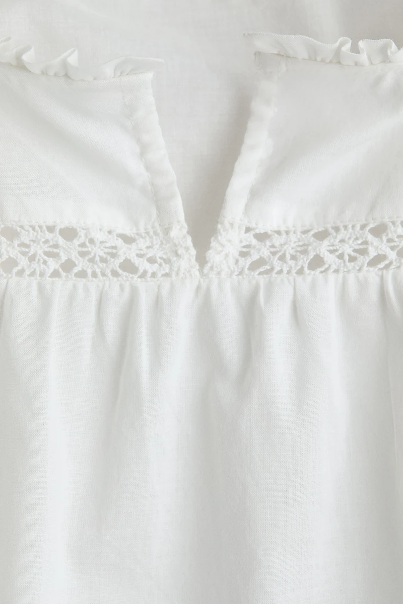 Ruffle-Trimmed Cotton Blouse