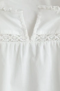 Ruffle-Trimmed Cotton Blouse