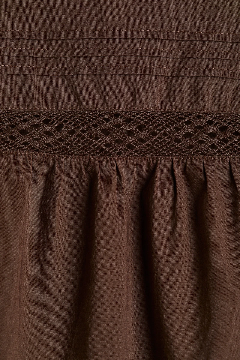 Lace-Inset Peplum Blouse