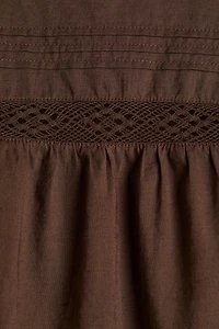 Lace-Inset Peplum Blouse