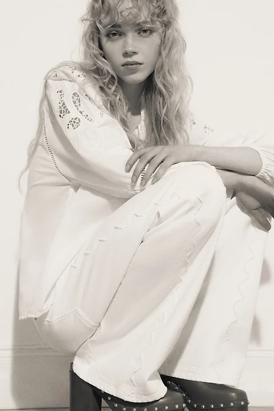 Eyelet-Embroidered Cotton Blouse