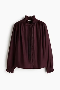Blouse with Bow Collar