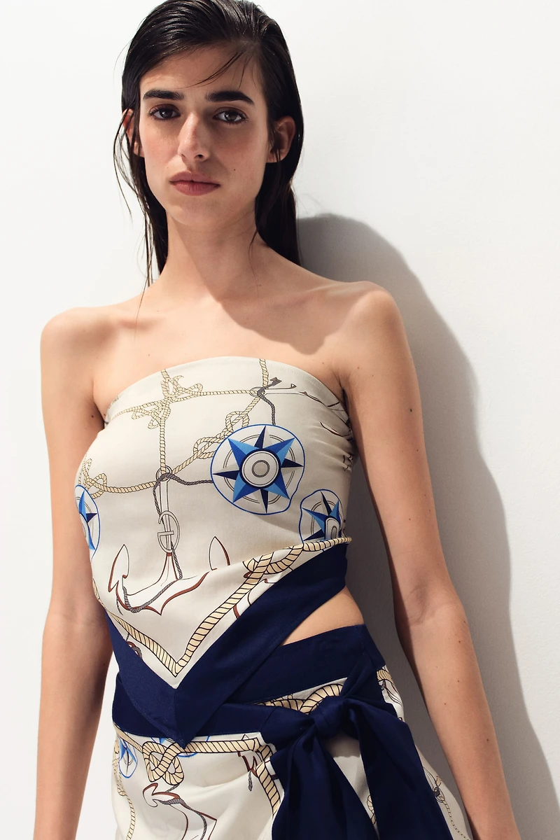 Scarf-Look Lyocell Bandeau Top
