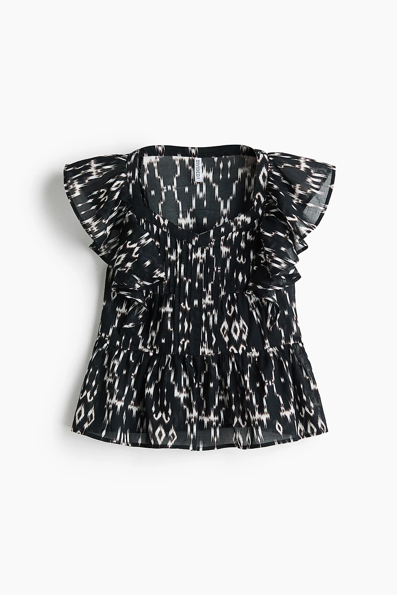 Frill-trimmed cotton top