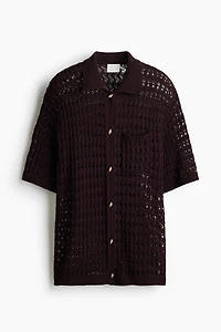 Crochet-Look Cotton Cardigan