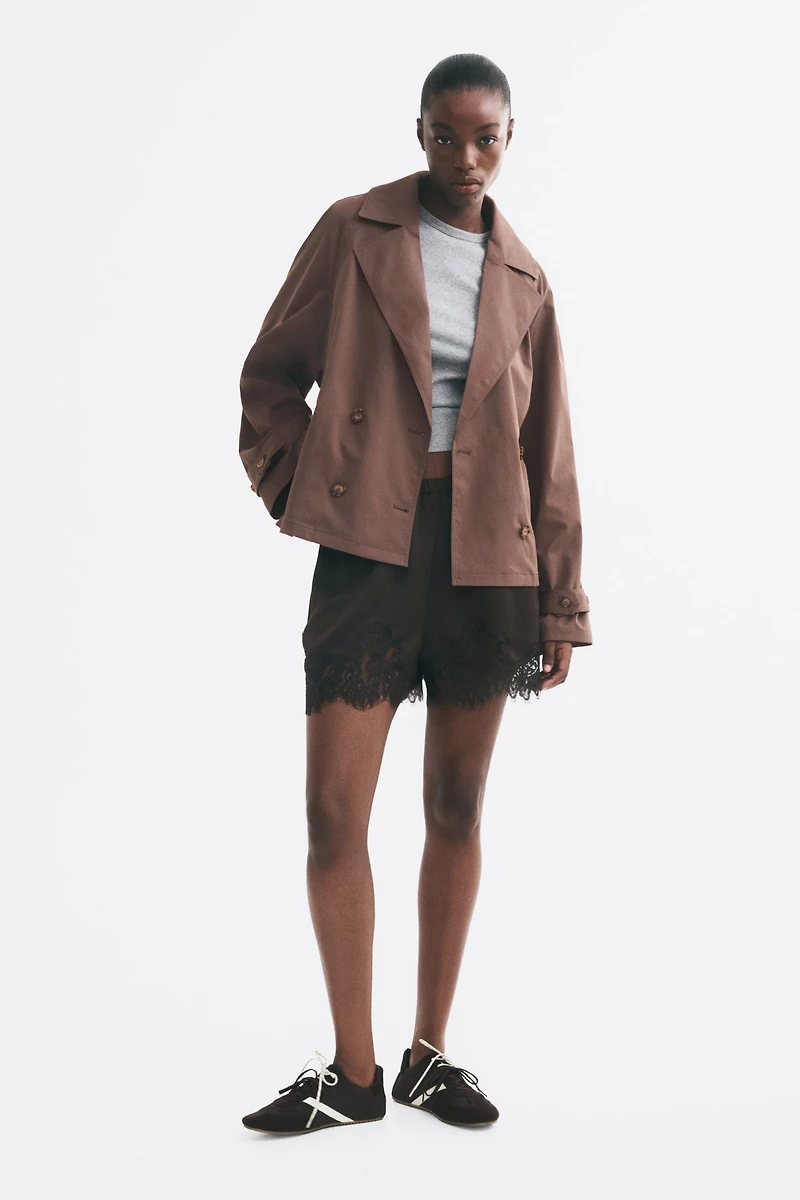 Short Tie-Belt Trench Coat