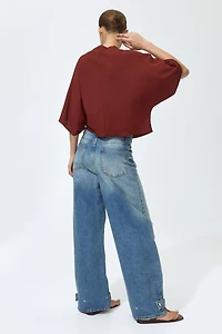 Crinkled Boat-Neck Top