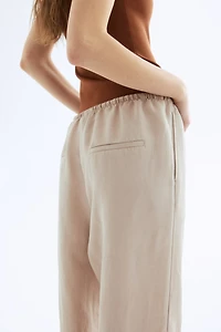 Straight linen-blend trousers