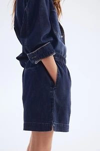 Short en denim avec taille élastique