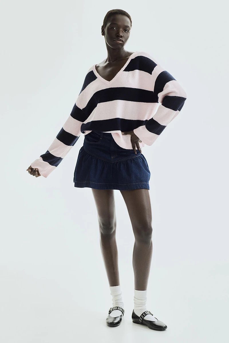 Fine-Knit V-Neck Sweater