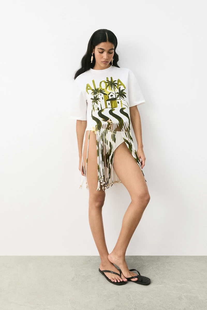 Fringed T-Shirt Dress